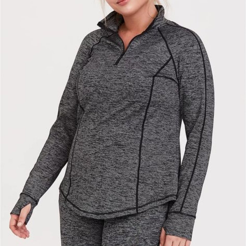 Torrid - DARK GREY SPACE-DYE HALF-ZIP FRONT ACTIVE PULLOVER